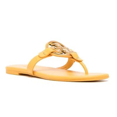 Tory Burch Miller Logo-plaque Sandals In Yellow