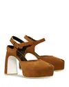 Tory Burch Ankle Strap Peep Toe Platform Pump In Brown