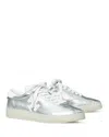 Tory Burch Phoenix Metallic Leather Lace-up Sneakers In Silver