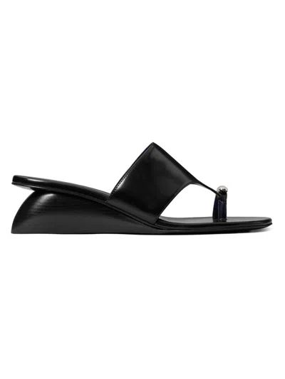 Tory Burch Women's Pierced 45mm Leather Wedge Sandals In Black