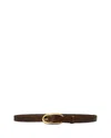 Tory Burch Women's Pierced Buckle Leather Belt In Brown