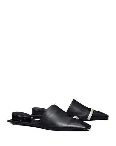 Tory Burch Women's Pierced Leather Mules In Black