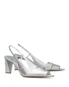 Tory Burch Pierced Peep-toe Slingback In Bright Silver