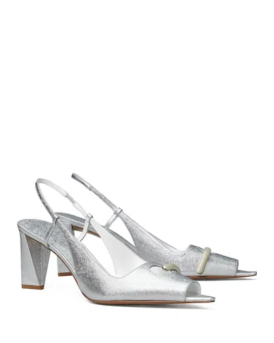 TORY BURCH WOMEN'S PIERCED PEEP TOE SLINGBACK PUMPS