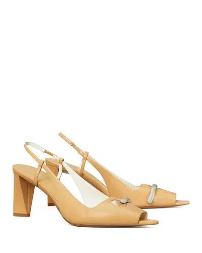 TORY BURCH WOMEN'S PIERCED PEEP TOE SLINGBACK PUMPS