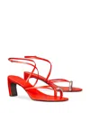 Tory Burch Pierced Multi-strap Heeled Sandal In Red