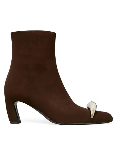 Tory Burch Women's Pierced Xl 65mm Suede Ankle Boots In Brown