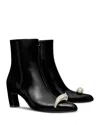 Tory Burch Pierced Leather Ankle Boots In Black