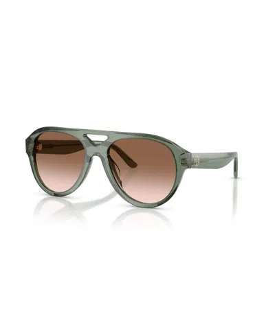 Tory Burch Women's Pilot Sunglasses, Ty7233u In Green