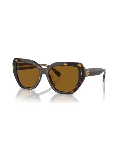 Tory Burch Women's Polarized Sunglasses, Ty7194u In Dark Tortoise