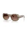 Tory Burch Marble-effect Oval-frame Sunglasses In Brown