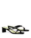 Tory Burch Leather Ring Heeled Slide Sandals In Perfect Black/mint Green/gold