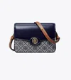 Tory Burch Robinson T Monogram Convertible Shoulder Bag In Navy