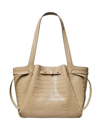 Tory Burch Women's Romy Croc-embossed Leather Tote Bag In White