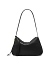 Tory Burch Romy Black Shoulder Bag With Adjustable Shoulder Strap In Grained Leather Woman In Black