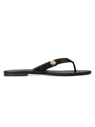 Tory Burch Romy Leather Thong Sandals In Black