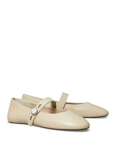 Tory Burch Romy Leather Mary Jane Flat In Neutral