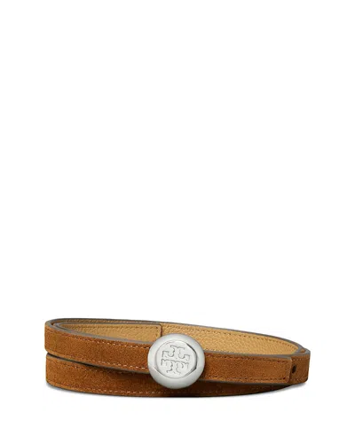 Tory Burch Women's Romy Reversible Suede Belt In Brown