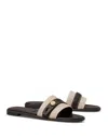 Tory Burch Beige Cotton Ovine Leather Rubber Thermoplastic Polyurethane Sandals In Neutral