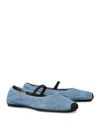 Tory Burch Denim Elastic-strap Ballet Flats In Blue
