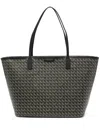 Tory Burch 'ever Ready' Black Tote Bag With Logo Patch On The Front And All-over Double T Motif