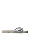 Tory Burch Women's Slip On Buckled Slide Sandals In Silver