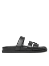 Tory Burch Sport Slide Leather Sandals In Nero