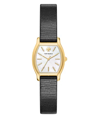 Tory Burch Women's Small Eleanor Curve Black Leather Watch 24mm