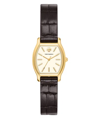 Tory Burch Women's Small Eleanor Curve Brown Leather Watch 24mm