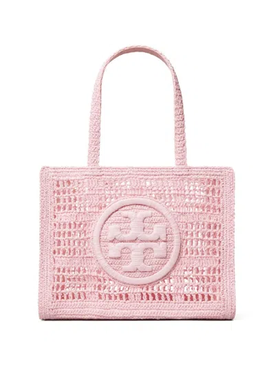 Tory Burch Small Ella Crochet-knit Tote Bag In Pink