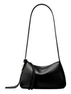 Tory Burch Romy Black Shoulder Bag With Adjustable Shoulder Strap In Grained Leather Woman In Black