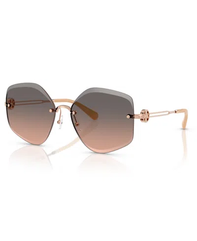 Tory Burch Geometric-frame Sunglasses In Light Brown Gradient Grey
