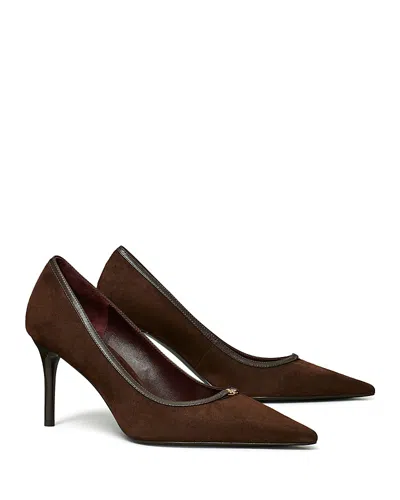 Tory Burch Women's T Lock Leather Pumps In Brown