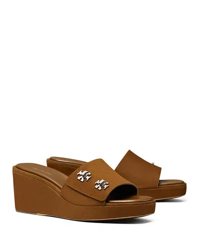 Tory Burch Women's T Lock Suede Wedge Sandals In Brown