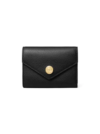 Tory Burch Women's T Monogram Small Pebbled Leather Wallet In Black