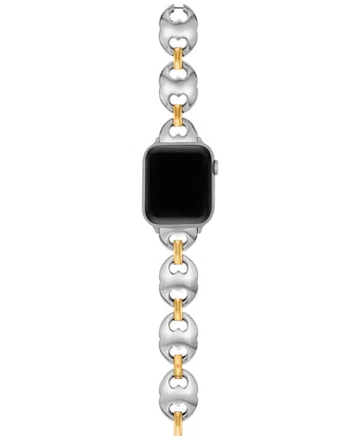 Tory Burch Women's The Double T Link Two-tone Stainless Steel Bracelet For Apple Watch 38-46mm In Metallic