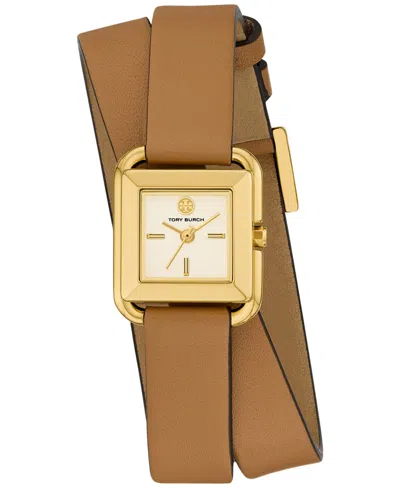TORY BURCH WOMEN'S THE KIRA BROWN LEATHER WRAP STRAP WATCH 18MM