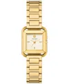 Tory Burch The Kira Square Three Hand Gold Tone Stainless Steel Watch, 24mm X 24mm In Gold