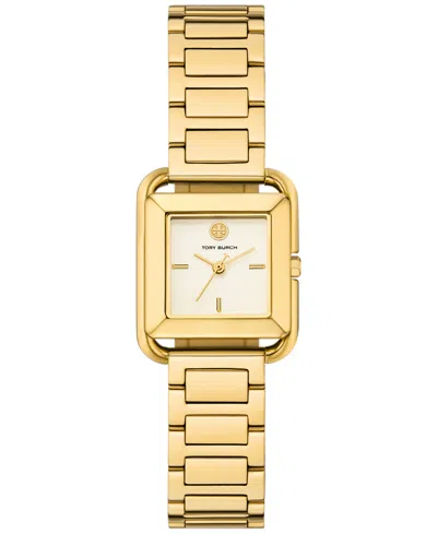 TORY BURCH WOMEN'S THE KIRA SQUARE GOLD-TONE STAINLESS STEEL BRACELET WATCH 24MM