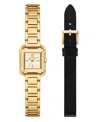 Tory Burch Women's The Kira Square Small Gift Set Quartz Three-hand Gold Stainless Steel, 19mm In Gold