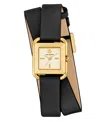 Tory Burch Small Kira Double Wrap Watch In Black