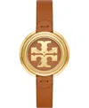 TORY BURCH WOMEN'S THE MILLER LUGGAGE LEATHER STRAP WATCH 36MM