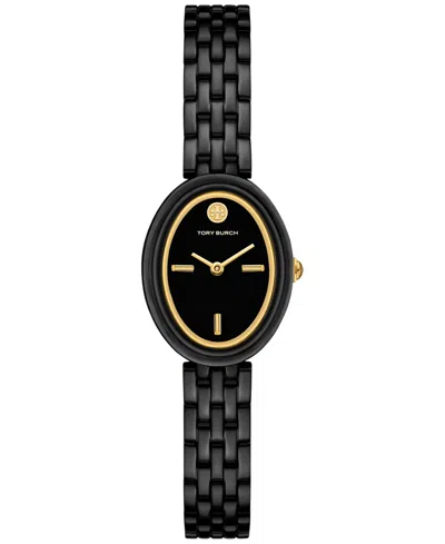 Tory Burch Women's The Oval Black-tone Stainless Steel Bracelet Watch 28mm