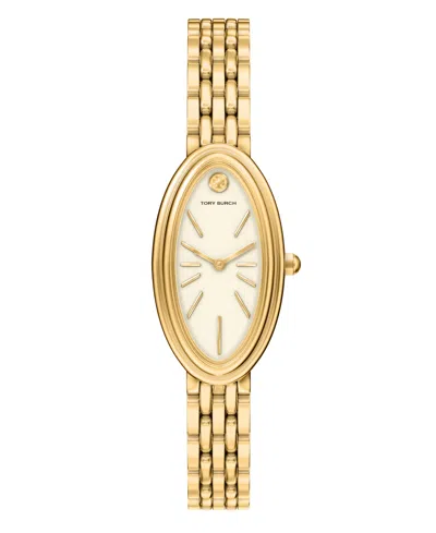 Tory Burch Women's The Oval Elongated Quartz Two-hand Gold Stainless Steel Watch, 22mm