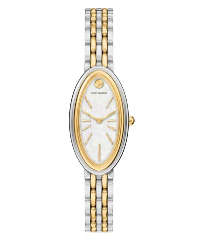 Tory Burch Women's The Oval Elongated Quartz Two-hand Two-tone Stainless Steel Watch, 22mm In Multi