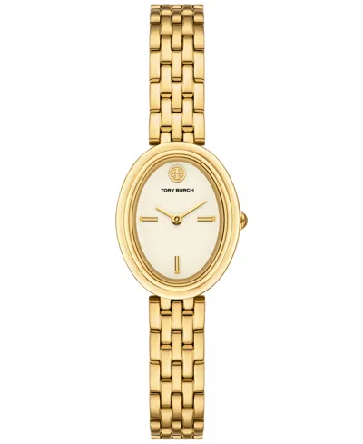 TORY BURCH WOMEN'S THE OVAL GOLD-TONE STAINLESS STEEL BRACELET WATCH 22MM