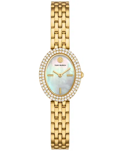TORY BURCH WOMEN'S THE OVAL GOLD-TONE STAINLESS STEEL BRACELET WATCH 28MM