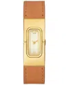 Tory Burch Women's The T Watch Brown Leather Strap Watch 18mm In No Color