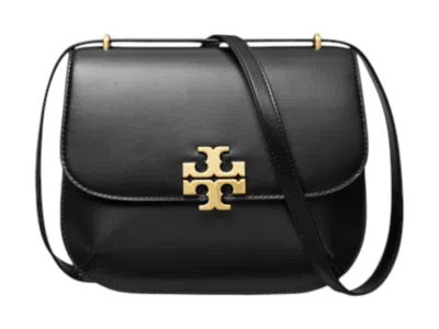 Pre-owned Tory Burch Women's  Eleanor Slim Saddle Bag In Black