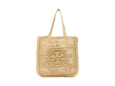 Pre-owned Tory Burch Women's  Ella Handcrocheted Tote In Natural In Brown